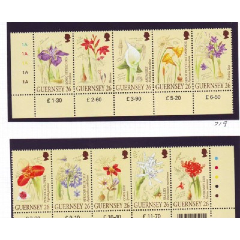 Guernsey Sc 719 2000 Candia Gardens Flowers stamp set mint NH