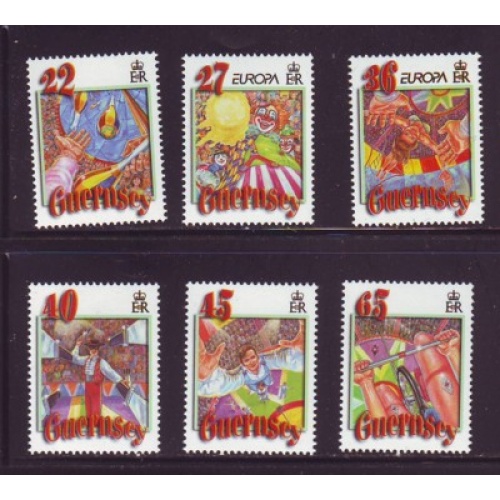 Guernsey Sc 756-761 2002 Europa Circus stamp set mint NH