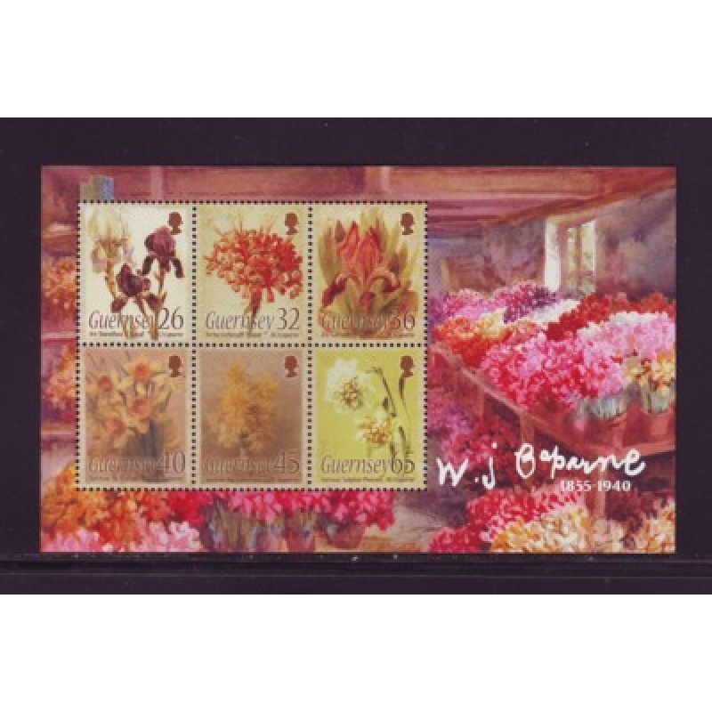 Guernsey Sc 865a 2005 Paintings of Flowers stamp sheet mint NH