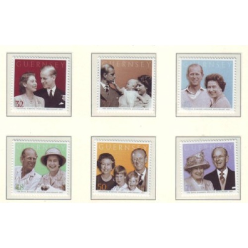 Guernsey Sc 946-951 2007 60th Wedding Anniversary QE II stamp set mint NH