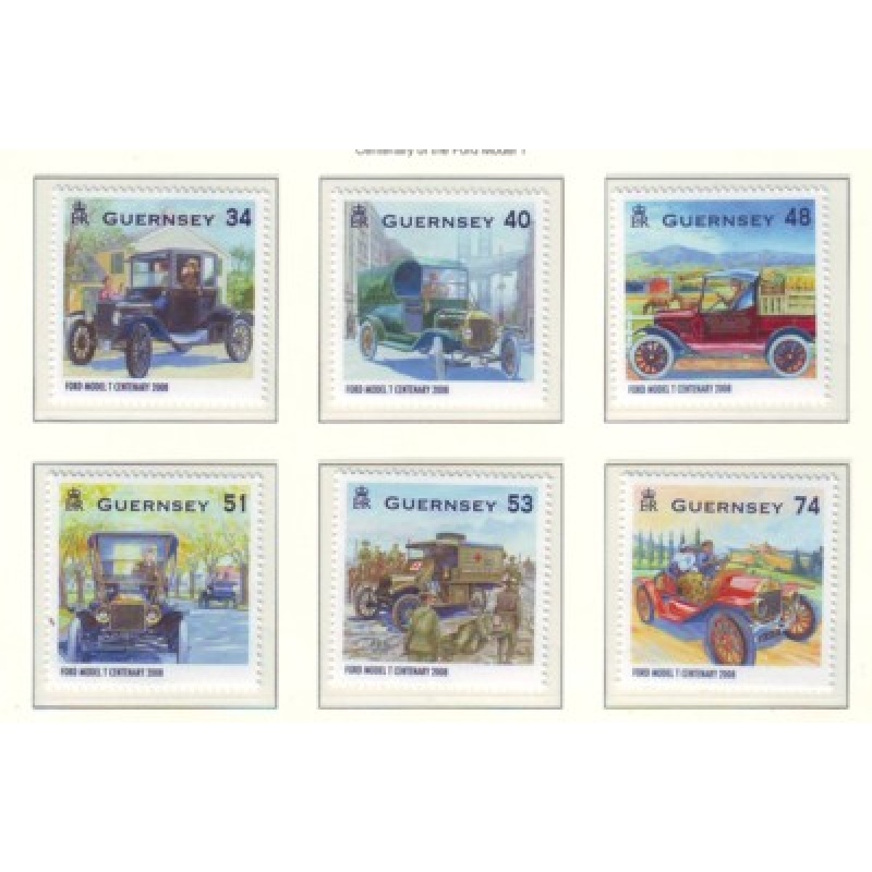 Guernsey Sc 998-1003 2008 Ford Model T Anniversary stamp set mint NH