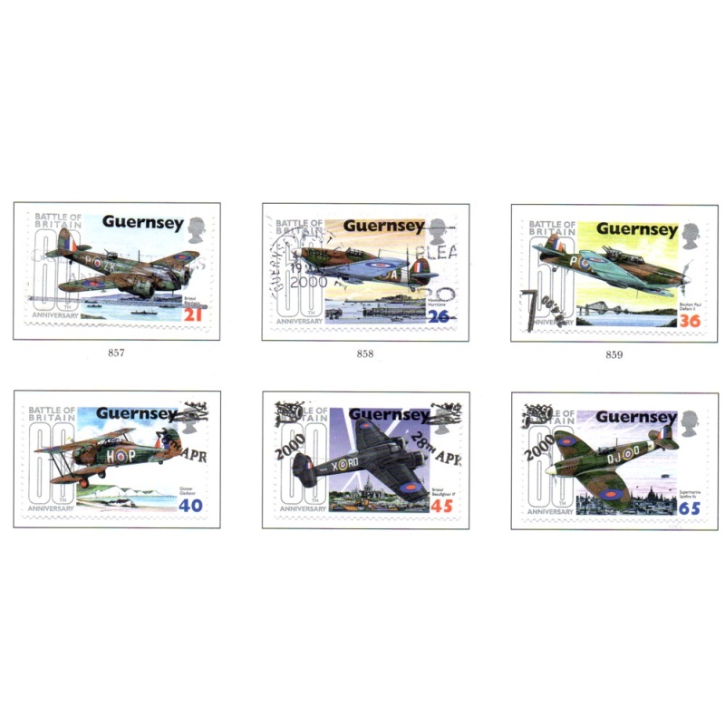 Guernsey Sc 713-18 2000 Battle of Britain Airplanes stamp set used