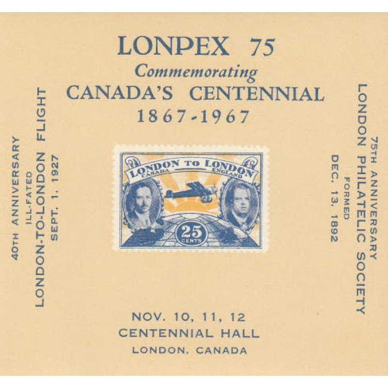 Canada 1967 London-London Flight Souvenir Sheet