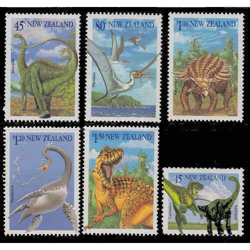 New Zealand Dinosaurs Set, #1180-85 Never HInged