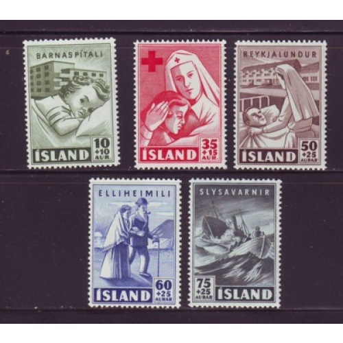Iceland Sc B7-11 1949 Charity stamp set mint NH