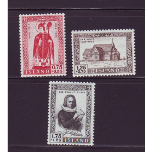 Iceland Sc B14-B16 1956 Bisopric of Skaholt stamp set mint NH