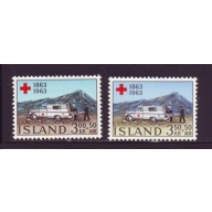Iceland Sc B17-B18 1963 Red Cross Ambulance stamp set mint NH