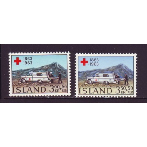 Iceland Sc B17-B18 1963 Red Cross Ambulance stamp set mint NH