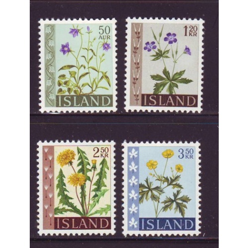 Iceland Sc 329-332 1960 Flowers stamp set mint NH