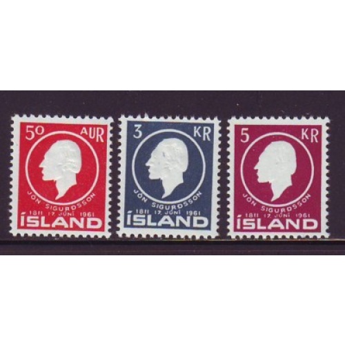 Iceland Sc 335-337 1961 Sigurdsson stamp set mint NH