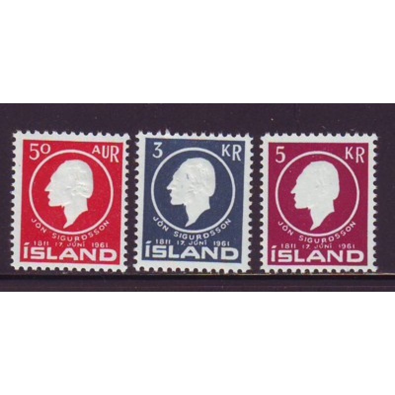 Iceland Sc 335-337 1961 Sigurdsson stamp set mint NH