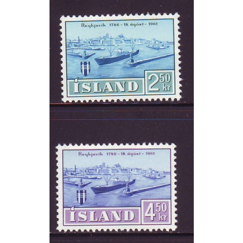Iceland Sc 338-339 1961 Reykjavik Anniversary stamp set mint NH