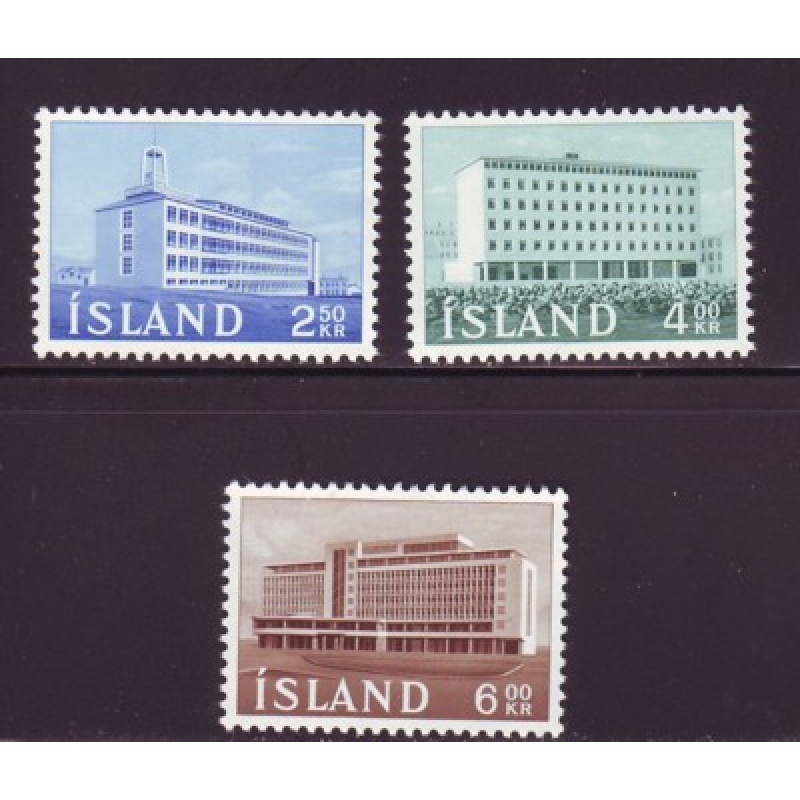 Iceland Sc 345-347 1962 New Buildings stamp set mint NH