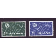 Iceland Sc 370-371 1965 ITU Centenary stamp set mint NH