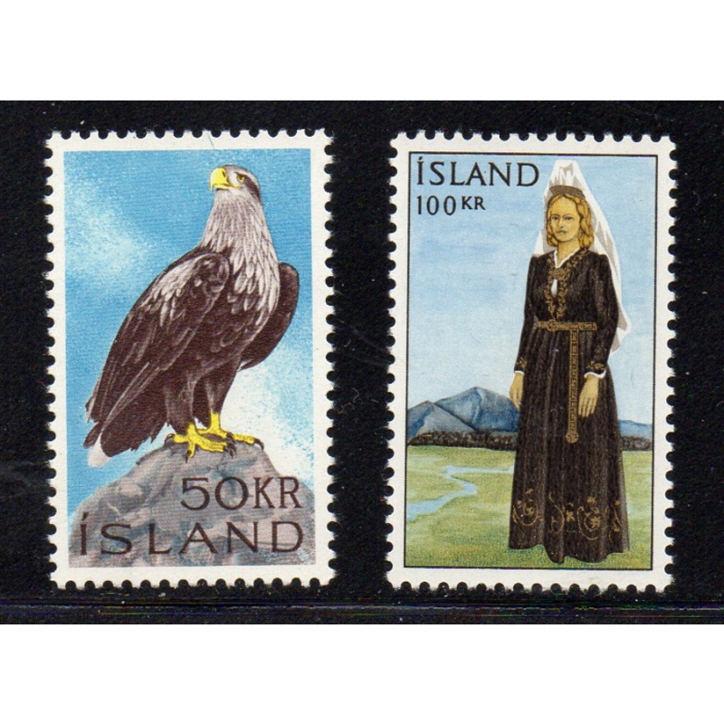 Iceland Sc 378-379 1965 Sea Eagel & Costumed Lady stamp set mint NH