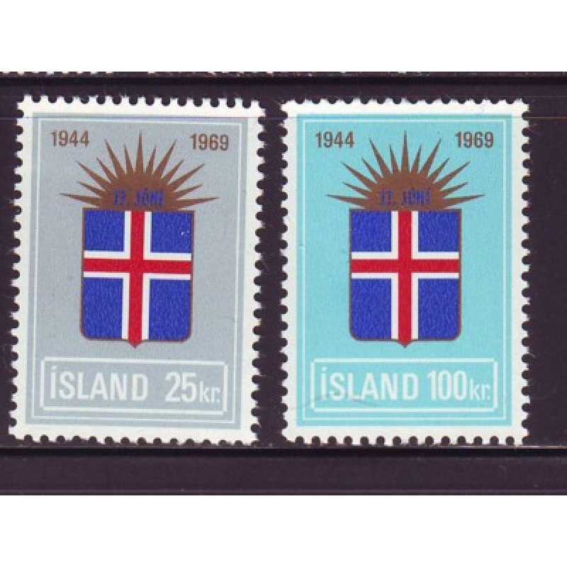 Iceland Sc 408-09 1969 25th Anniversary Republic stamp set mint NH