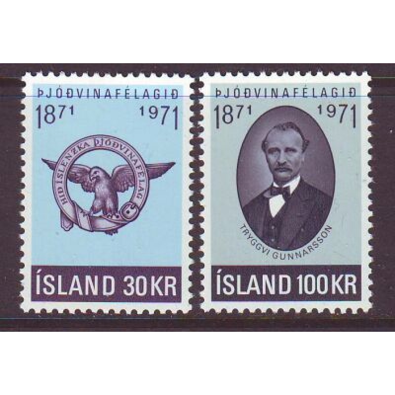 Iceland Sc 433-4 1971 Patriotic Society  stamp set mint NH