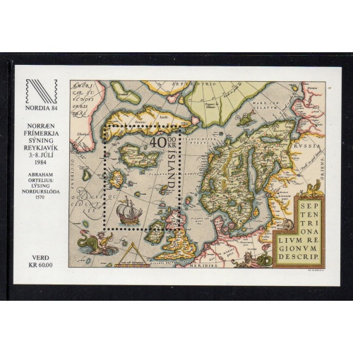 Iceland Sc 590 1984 NORDIA 84 old map  stamp sheet mint NH