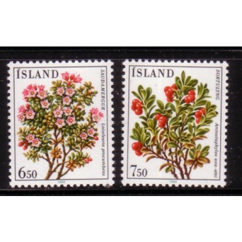 Iceland Sc 593-594 1984 Flowers stamp set  mint NH