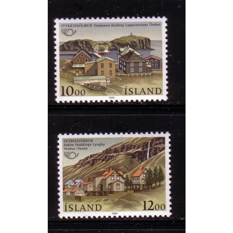 Iceland Sc 624-625 1986 Nordic Cooperation stamp set mint NH