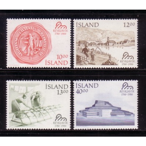 Iceland Sc 628-631 1986 200th Anniversary Reykjavik stamp set mint NH