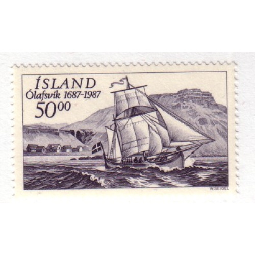 Iceland Sc 637 1987 Olafsvik, Ship, stamp  mint NH