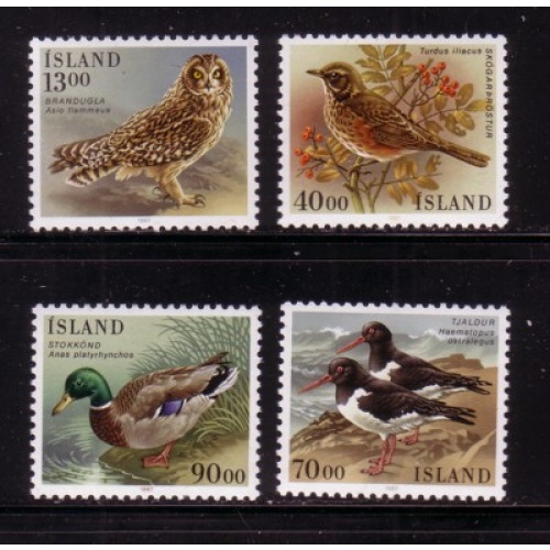 Iceland Sc 642-645 1987 Birds stamp set mint NH