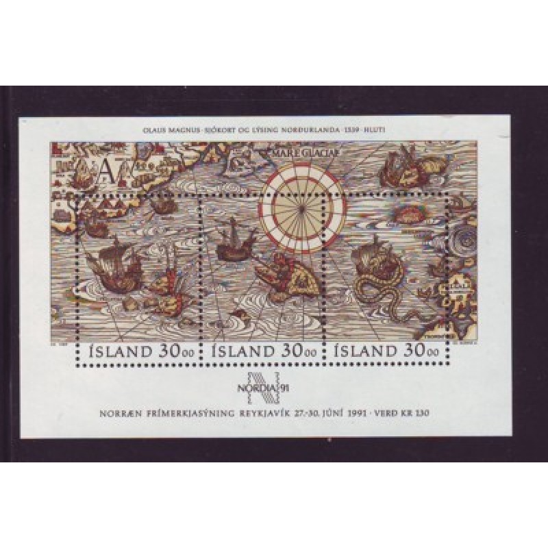 Iceland Sc 681 1989 NORDIA 91 Old Map stamp sheet mint NH