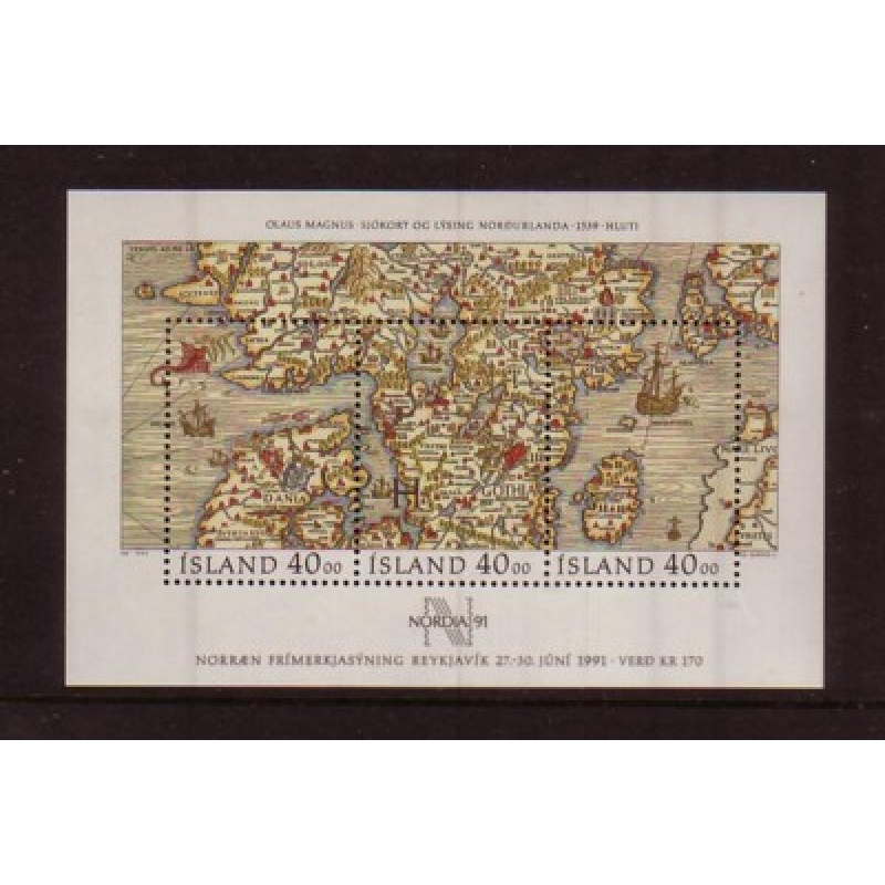 Iceland Sc 715 1990 NORDIA 91 Old Map stamp sheet mint NH