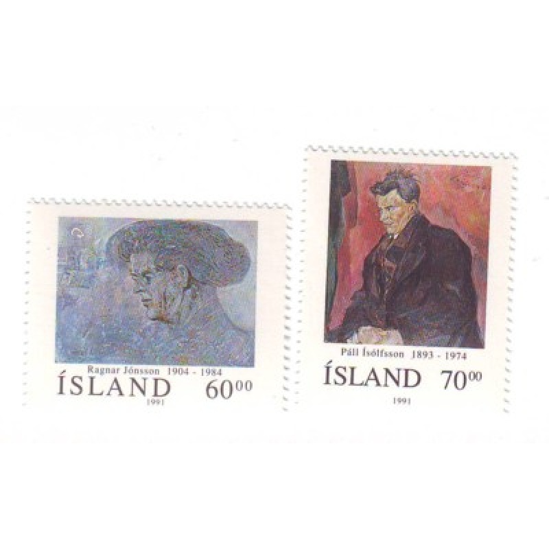 Iceland Sc 743-44 1991 Paintings  stamp set mint NH