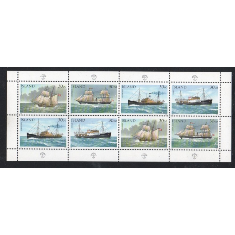 Iceland Sc 745 1991 Ships stamp sheet of 8 mint NH