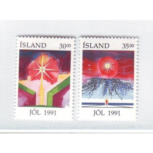 Iceland Sc 747-48 1991 Christmas stamp set mint NH