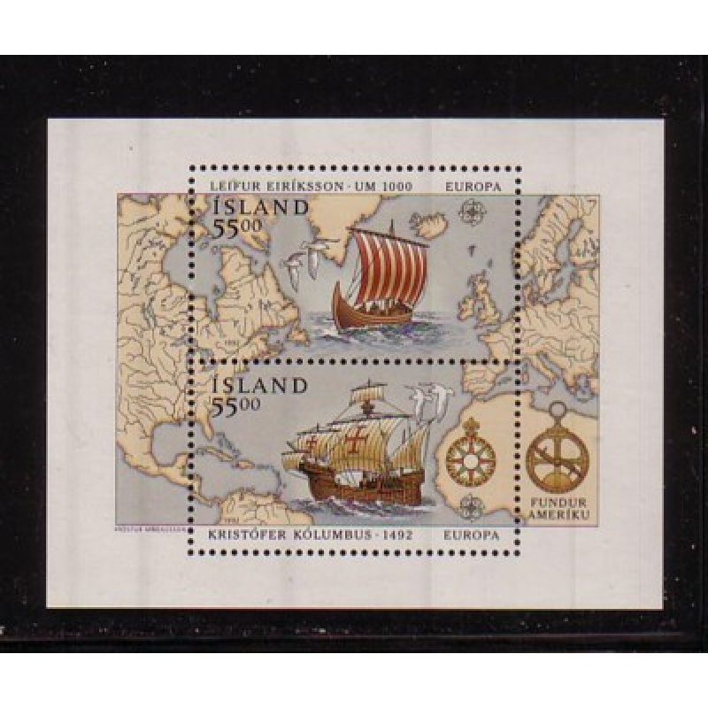 Iceland Sc 751 1992 Eriksson Columbus Europa stamp sheet mint NH