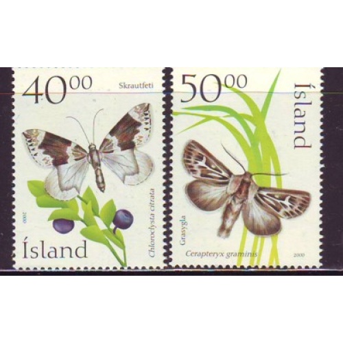 Iceland Sc 919-920 2000 butterflies stamp set mint NH