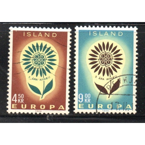 Iceland Sc 367-368 1964 Europa stamp set used