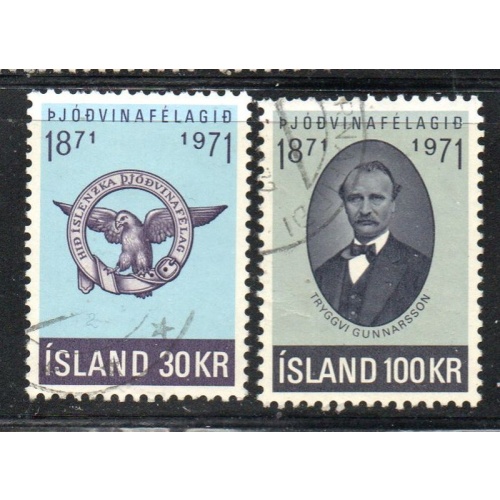 Iceland Sc 433-434 1971 Patriotic Society  stamp set used