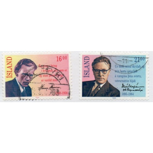 Iceland Sc 654-655  1988 Poets stamp set used