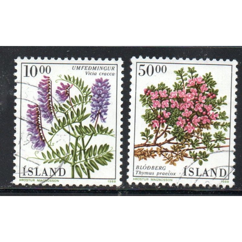 Iceland Sc 663-64 1988 Flowers stamp set used