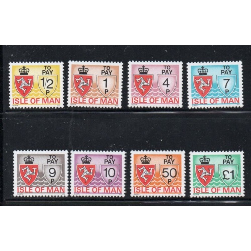 Isle of Man Sc J9-J16 1975 Postage Due stamp set mint NH