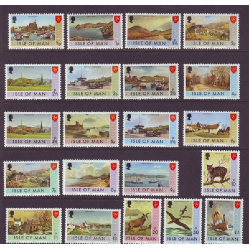 Isle of Man Sc 12-27 1973 1st long stamp set mint NH