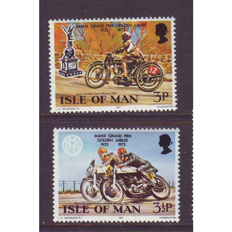 Isle of Man Sc 33-34  1973 Grand Prix Motorcycle Races stamp set mint NH