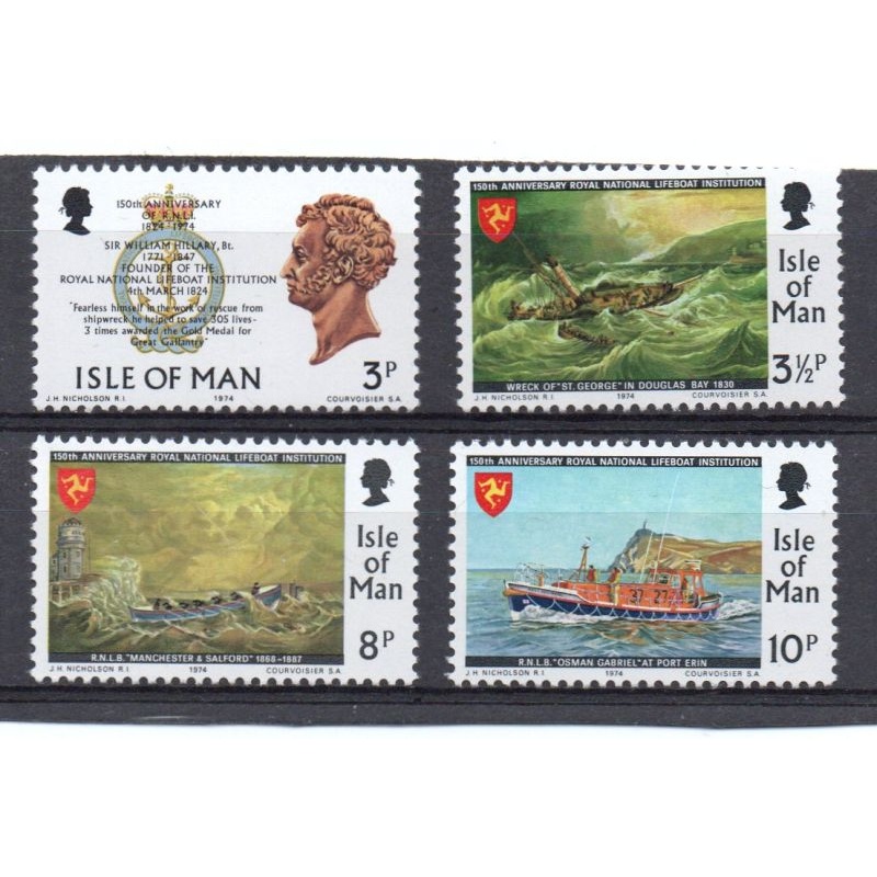 Isle of Man Sc 36-39 1974 Lifeboat Institution stamp set mint NH