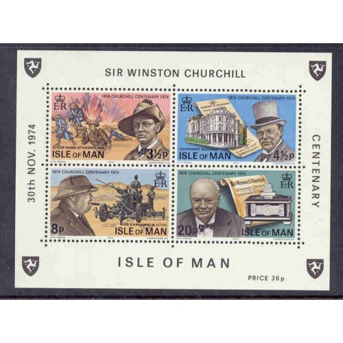 Isle of Man Sc 51a 1974 Churchill stamp sheet mint NH