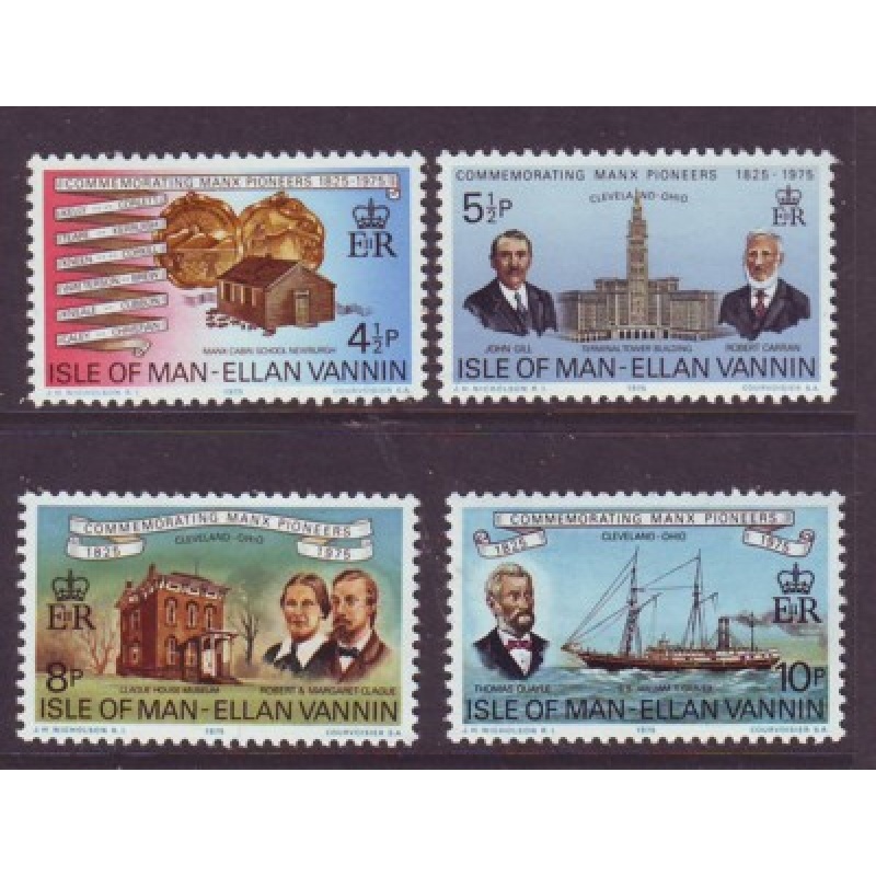 Isle of Man Sc 62-65 1975 Manx Settlers in Cleveland stamp set mint NH