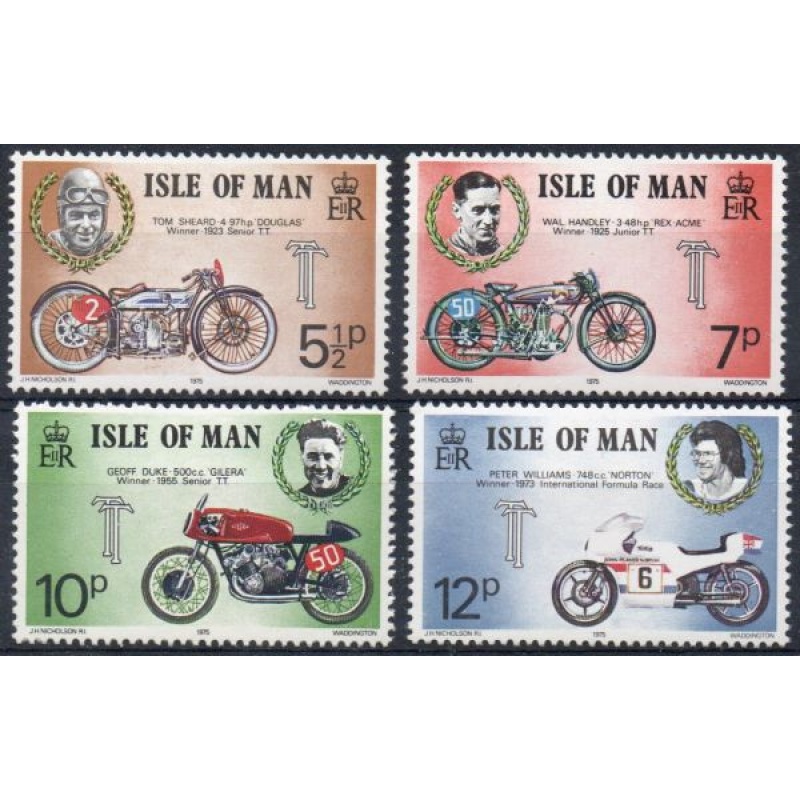 Isle of Man Sc 66-69 1975 Motorcycle Races stamp set mint NH
