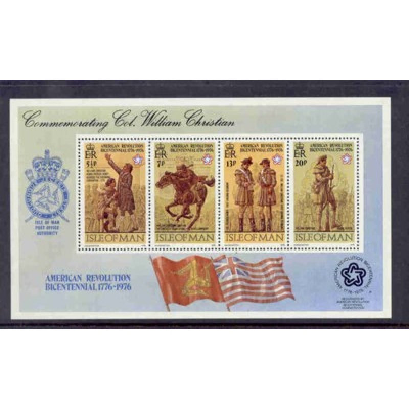 Isle of Man Sc 81a 1976 American Revolution Bicentennial stamp sheet mint NH
