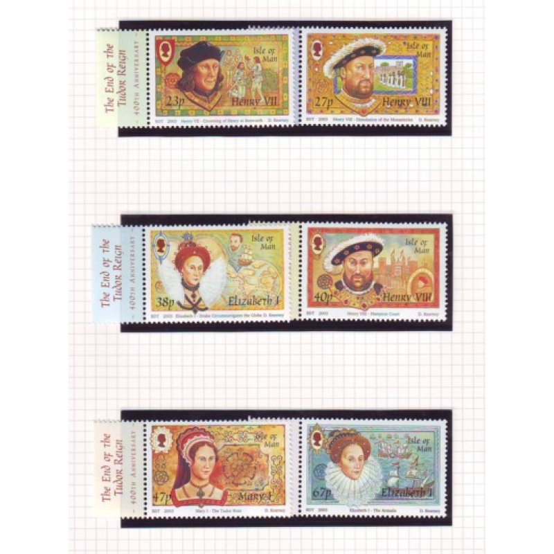 Isle of Man Sc 1000-1005 2003 End of Tudor Reign stamp set mint NH