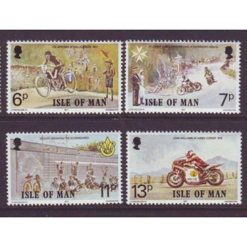 Isle of Man Sc 101-04 1977 Motorcycle Races stamp set mint NH