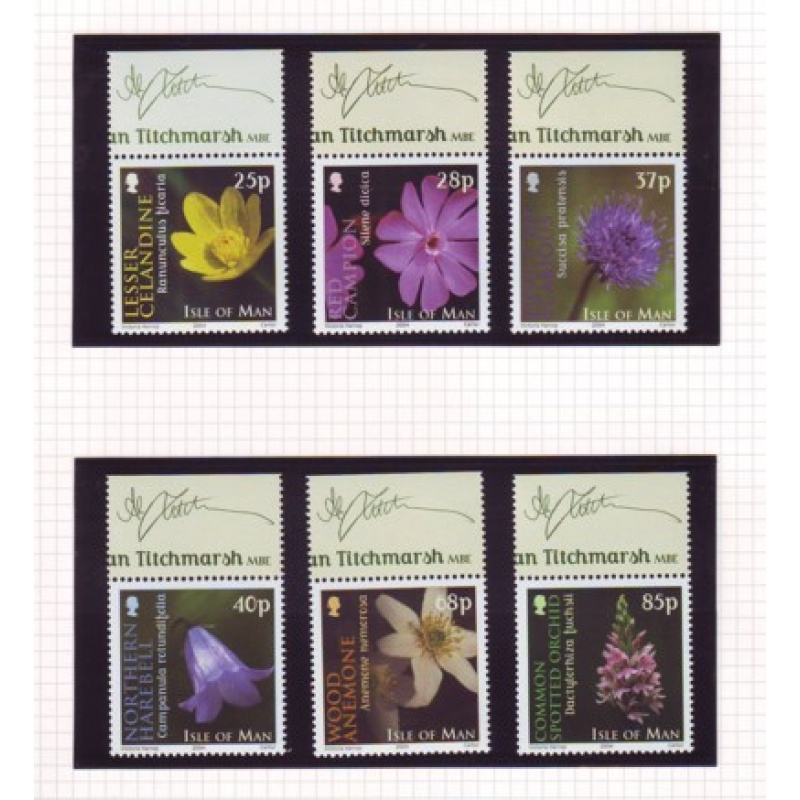 Isle of Man Sc 1033-1038 2004 Flowers stamp set mint NH