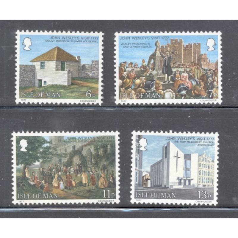 Isle of Man Sc 105-08 1977 John Wesley Visit stamp set mint NH
